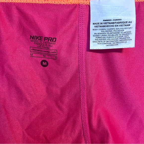Nike pro pink and orange fitted shorts - Picture 5 of 5